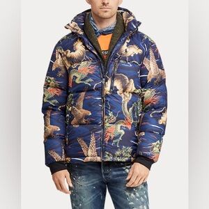 Polo Ralph Lauren Tiger Dragon Puffer Down Jacket Graphic Excellent Size XL